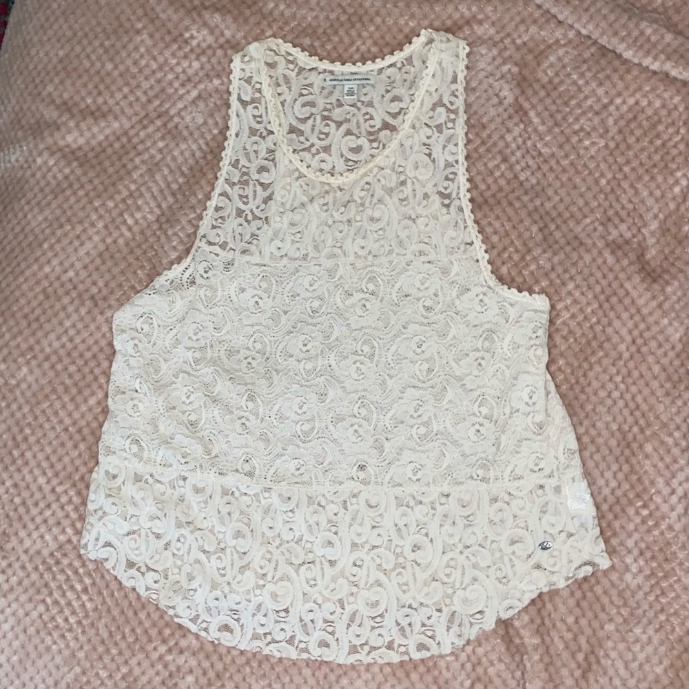 American Eagle Outfitters White Lace Tank